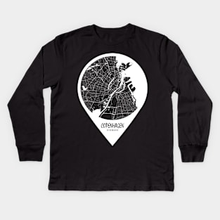 Copenhagen, Denmark City Map - Travel Pin Kids Long Sleeve T-Shirt